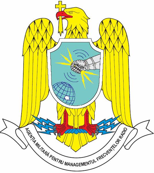 AGENTIA MILITARA PENTRU MANAGEMENTUL FRECVENTELOR RADIO - insemn heraldic (Military Agency for the Management of Radio Frequencies)
