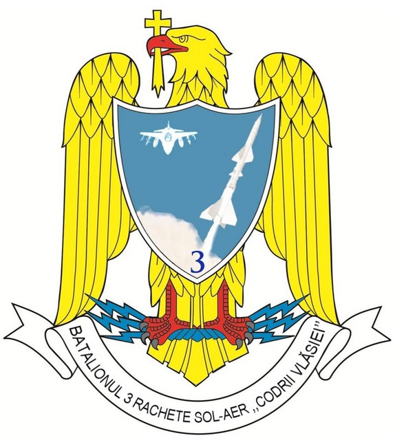 BATALIONUL 3 RACHETE SOL-AER - insemn heraldic (3rd Ground to Air Rocket Battalion)