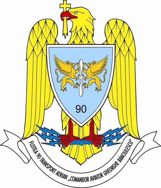 FLOTILA 90 TRANSPORT AERIAN „COMANDOR AVIATOR GHEORGHE BANCIULESCU” - insemn heraldic(90th „COMANDOR AVIATOR GHEORGHE BANCIULESCU”Air Transport Flotilla )