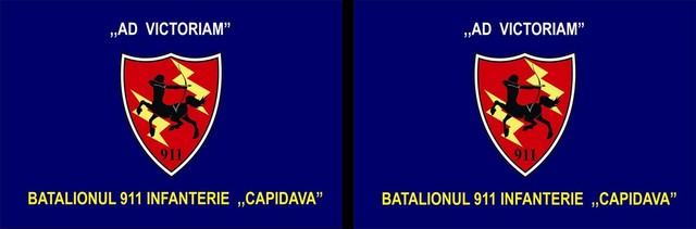 BATALIONULUI 911 INFANTERIE „CAPIDAVA” -  steag de identificare (fata-verso)