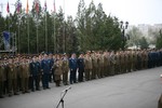 Aspect din timpul ceremoniei de decorare a drapelului de lupta a SMG - foto Valentin Ciobarca
