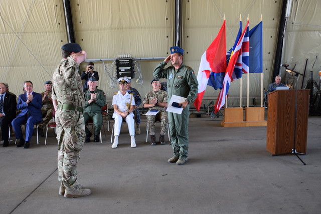 Ceremonie prilejuita de predarea-primirea misiunii de Poliție Aeriana intarita la Mihail Kogalniceanu. Foto: Bogdan Pantilimon