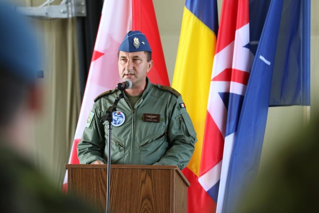 Ceremonie prilejuita de predarea-primirea misiunii de Poliție Aeriana intarita la Mihail Kogalniceanu. Foto: Bogdan Pantilimon