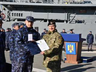 Sosirea vânătorului de mine M 270 „Sublocotenent Ion Ghiculescu” în portul militar Constanța Foto:Costel Pătrașcu