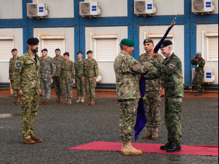 Ceremonia de predare a comenzii Misiunii Uniunii Europene de Instruire a Forțelor Armate din Republica Centrafricană Foto:MApN