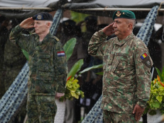 Ceremonia de predare a comenzii Misiunii Uniunii Europene de Instruire a Forțelor Armate din Republica Centrafricană Foto:MApN