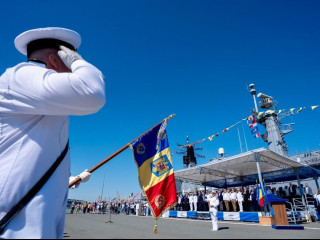 Ceremonie sosire Corveta „Contraamiral August Roman” – 261 în portul Constanța Foto:Laurențiu Turoi